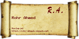 Rohr Ahmed névjegykártya